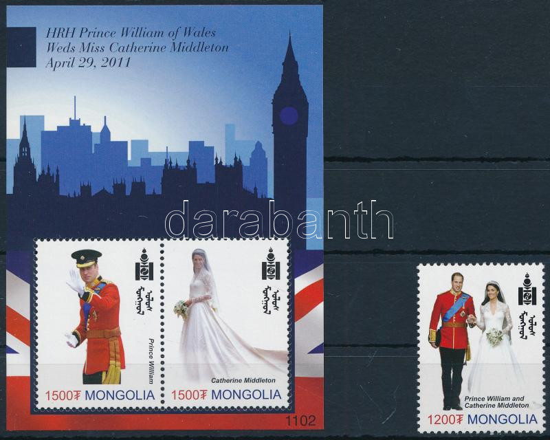 The wedding of Prince William and Kate Middleton stamp + block, Vilmos herceg és Kate Middleton esküvője bélyeg + blokk