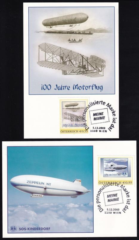 100 éves a motoros repülés + SOS gyermekfalu - Zeppelin magánkiadású bélyeg 