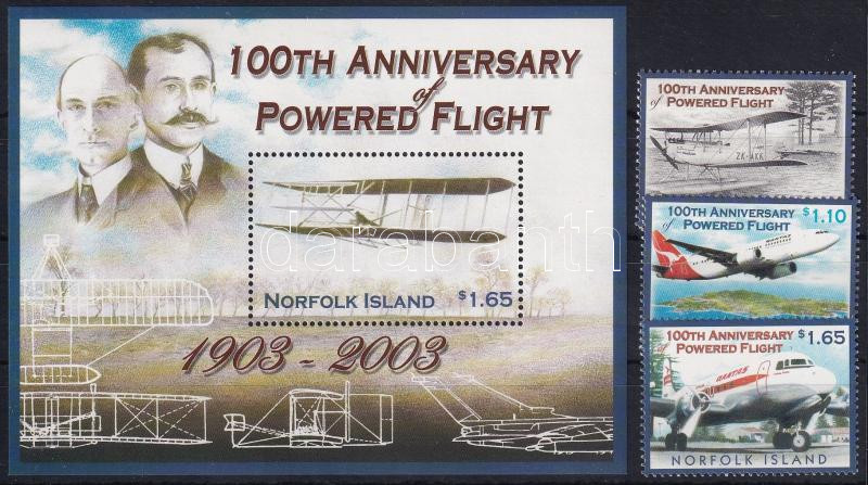 The centenary of powered flight set + block, 100 éves a motoros repülés sor + blokk