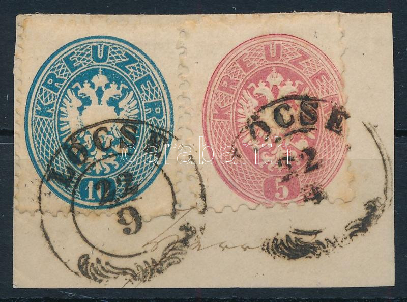 1863 10kr + 1864 5kr mixed franking on cutting 