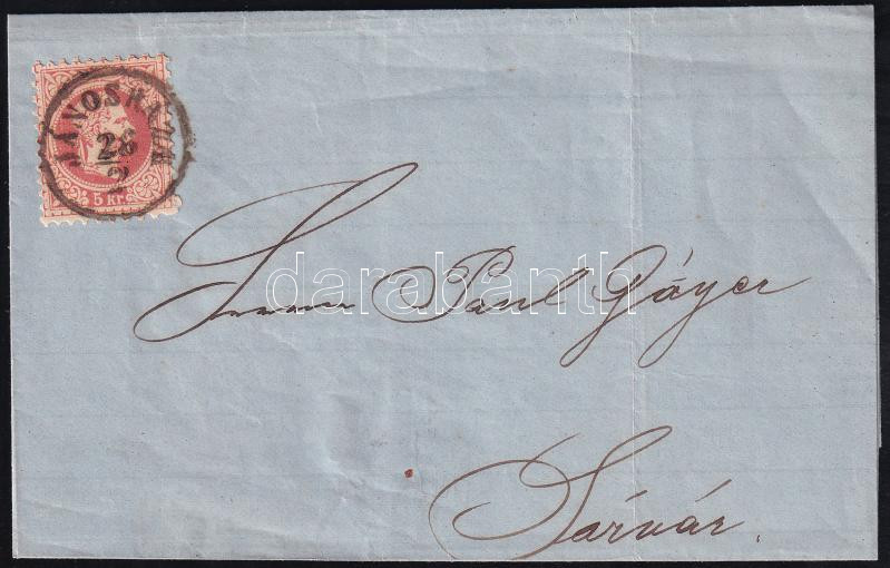 ~1869 5kr on cover "JÁNOSHÁZA" - Sárvár, ~1869 5kr levélen "JÁNOSHÁZA" - Sárvár