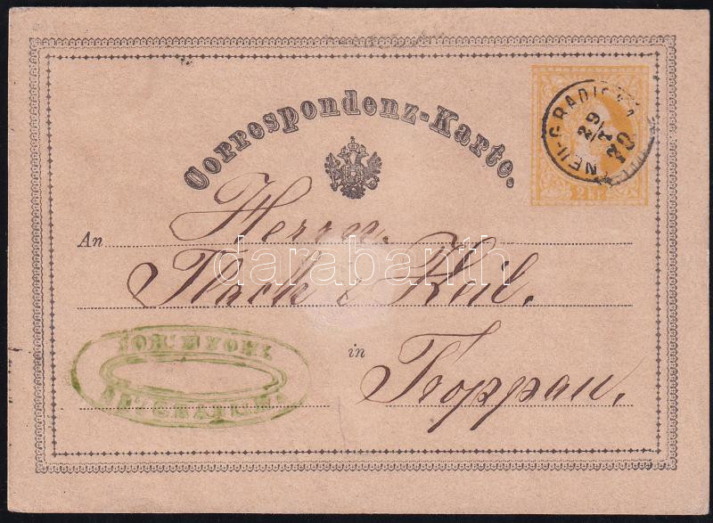 1870 2kr díjjegyes levelezőlap "NEU-GRADISKA" - Troppau, 1870 2kr PS-card "NEU-GRADISKA" - Troppau