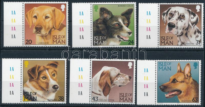 Dog breeds margin set with margin printing, Kutyafajták ívszéli sor ívszéli nyomdajelzésekkel