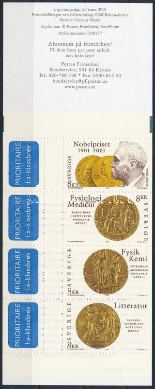 100 éves a Nobel-díj bélyegfüzet MH 275, 100 years of the Nobel Prize stamp booklet MH 275