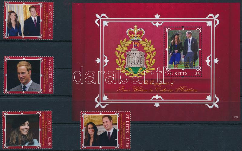 Vilmos herceg és Kate Middleton eljegyzése sor + blokk, The engagement of Prince William and Kate Middle set + block