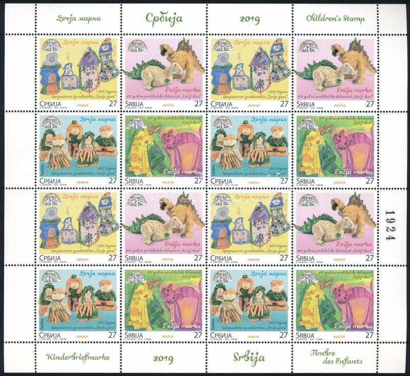 Children's stamp minisheet Mi 892-895, Óvodai Intézmény Centenáriumi ,,Gyermeknap