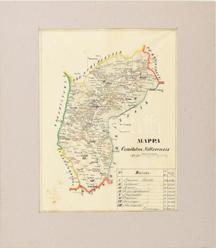 Mappa Comitatus Nitriensis, Nyitra vármegye térképe. XIX. sz ...