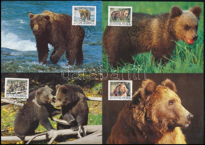 WWF: Brown bear set on 4 CM Mi 2260-2263, WWF: Barna medve sor 4 db CM-n Mi 2260-2263