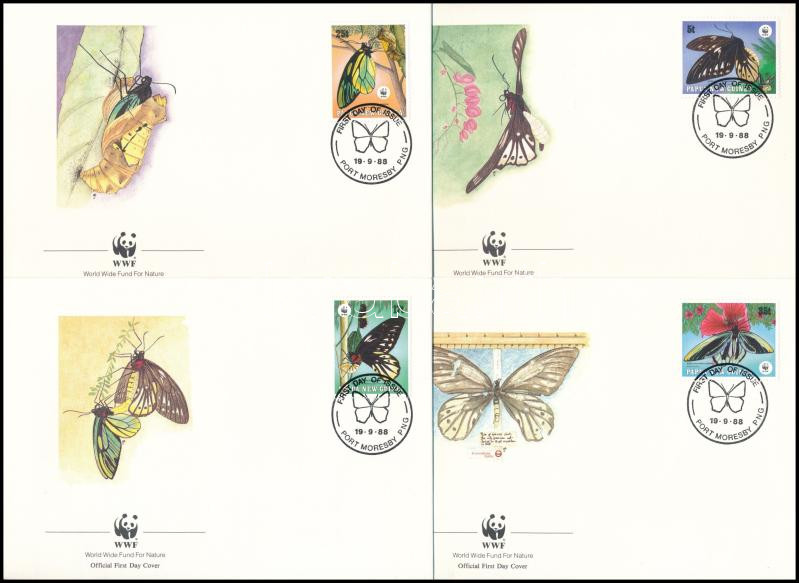 WWF: Butterfly set on 4 FDC Mi 574-577, WWF: Pillangó sor 4 db FDC-n Mi 574-577