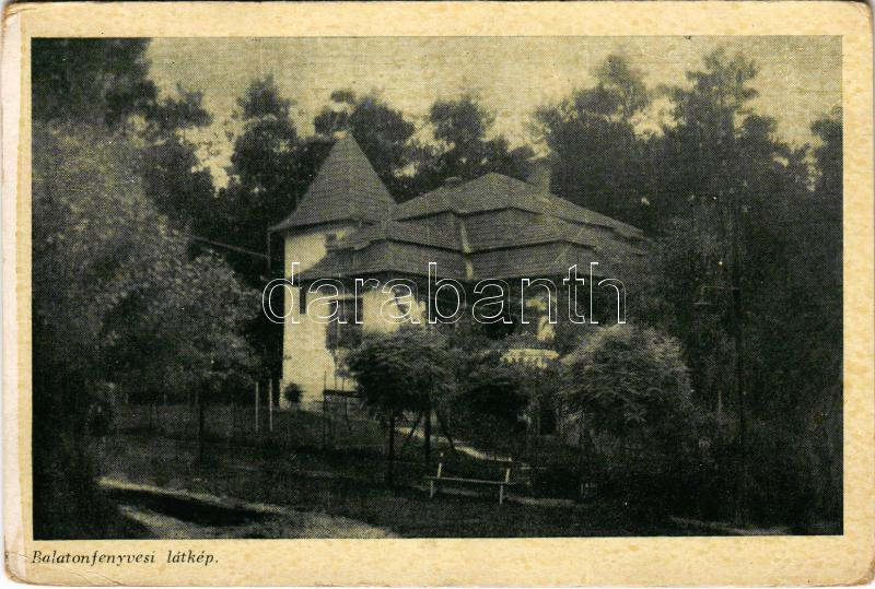 Balatonfenyves, látkép, villa (kopott sarkak / worn corners)