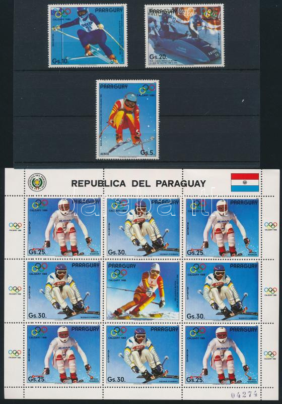 Téli olimpia, Calgary sor + kisív, Winter olympics set + mini sheet