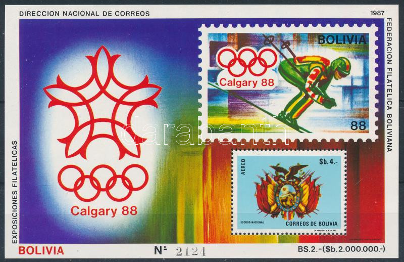 Téli olimpia, Calgary blokk Mi 165, Winter Olympics, Calgary block Mi 165