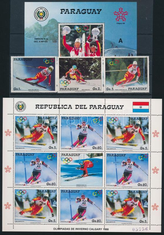 Winter olympics mini sheet + block, Téli olimpia sor, a záróértékek kisívben + blokk