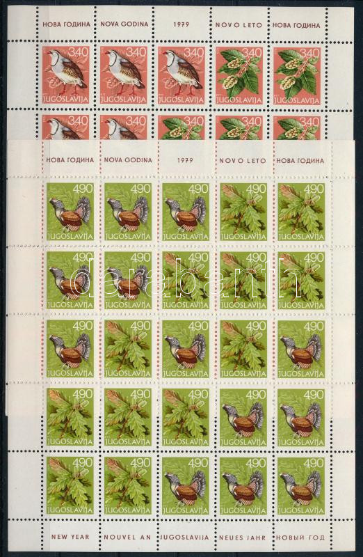 4 different sheet + stamp booklet, Újév, állatok és növények 4 teljes ívben + bélyegfüzet