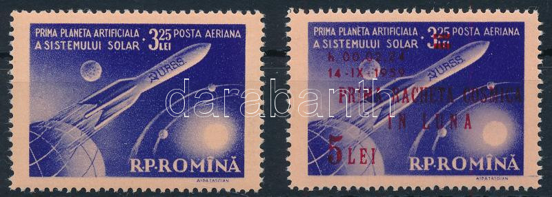 Satellite stamp + overprinted stamp, Műhold bélyeg + felülnyomással