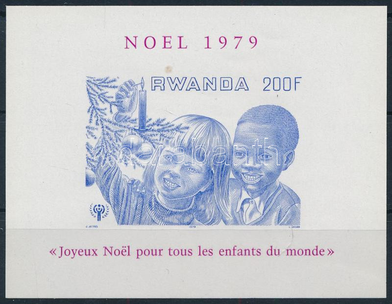 International Year of Children, Christmas imperforate block (small dot), Nemzetközi Gyermekév, Karácsony vágott blokk (apró pötty)