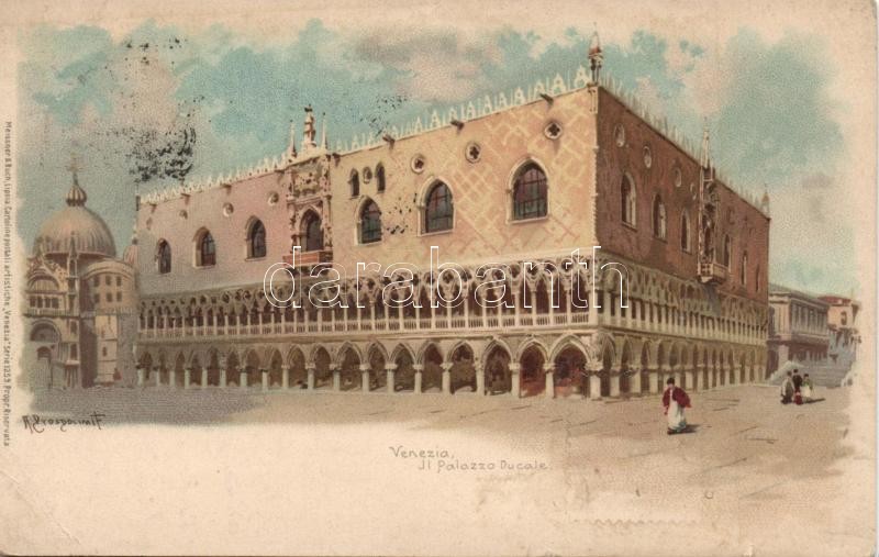 Venice, Venezia; Il Palazzo Ducale / Ducal Palace, litho (EB)