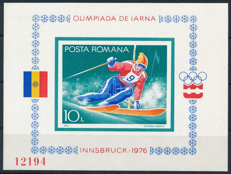 Winter Olympics Innsbruck imperforate block (fingerprint), Téli olimpia, Innsbruck vágott blokk (ujjlenyomat)