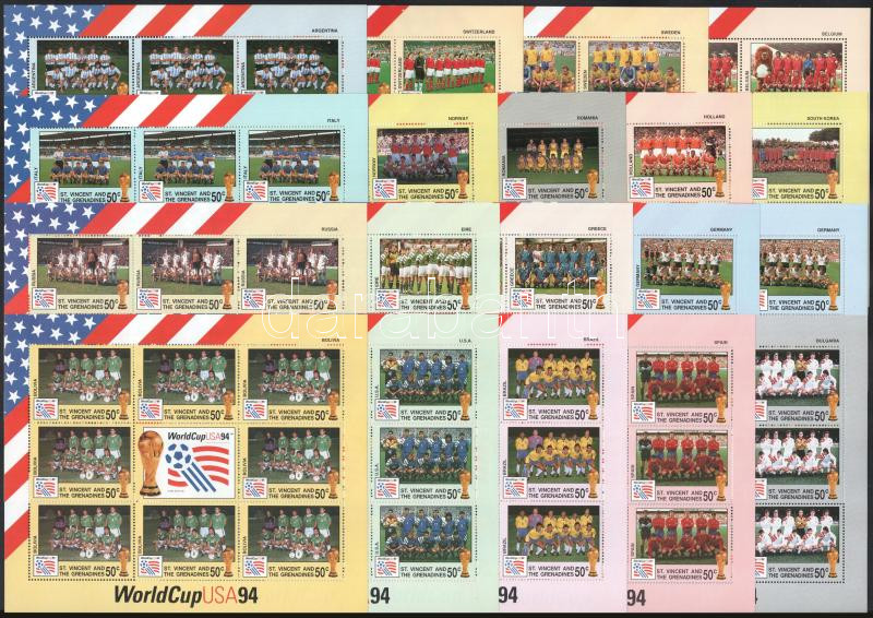 World Cup USA 18 values of minisheet set, Futball világbajnokság, USA kisív sor 22 db kisív (18 klf.)