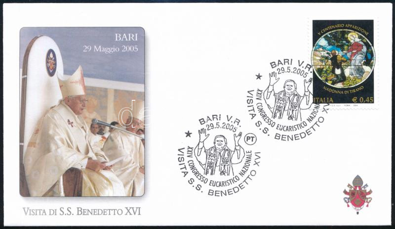 The apparition of Maria in Tirano happened 500 years ago stamp on FDC, Mária tiranói megjelenésének 500. évfordulója bélyeg FDC-n