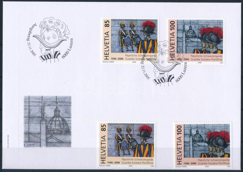 500 years of the Swiss Guard set on FDC, 500 éves a Svájci Gárda sor FDC-n