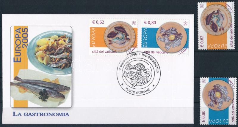 Europa CEPT: Gastronomy set + set on FDC, Europa CEPT: Gasztronómia sor + sor FDC-n