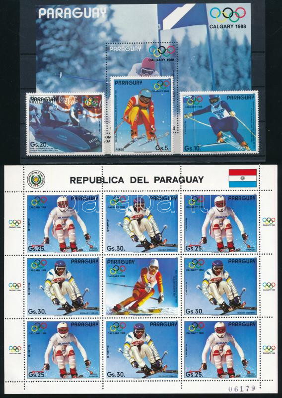 Winter Olympics Calgary set + minisheet + block, Calgary téli olimpia sor + kisív + blokk