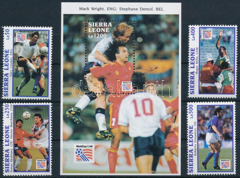 World Cup USA 4 values + block, Labdarúgó-világkupa 1994, USA sor 4 értéke + blokk