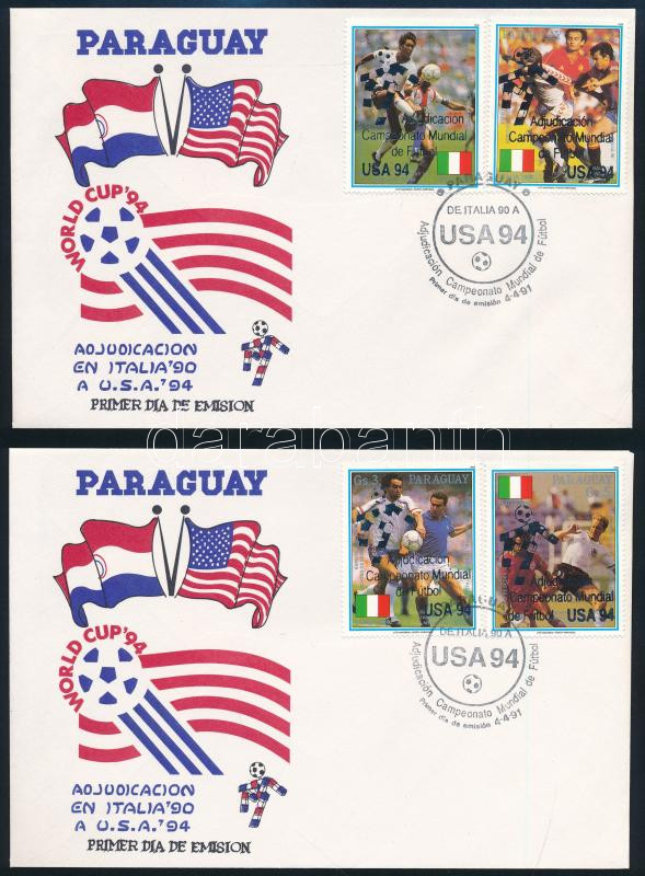 World Cup USA set (without minisheet) + 2 FDCs, Labdarúgó VB, USA felülnyomott sor (kisív nélkül) + 2 db FDC