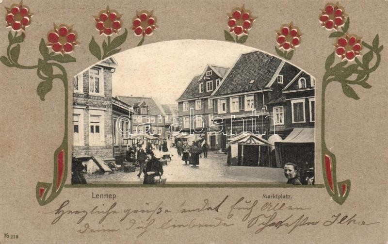 Lennep, Marktplatz / market square, shop of Hermann Platta, Art Nouveau. Verlag von Otto Schulte