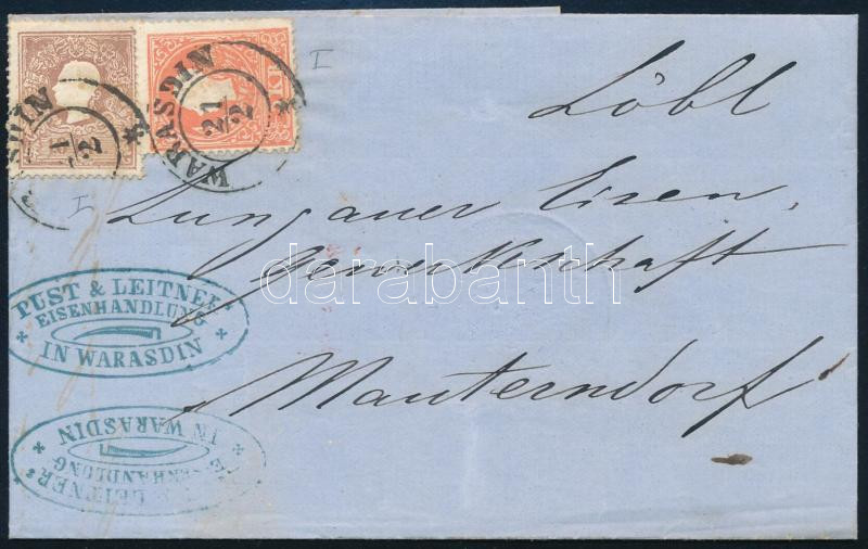 1859 5kr + 10kr I. típus levélen 