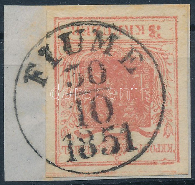 1850 3kr rose, highlighted shifted middle part, paint stripe 
