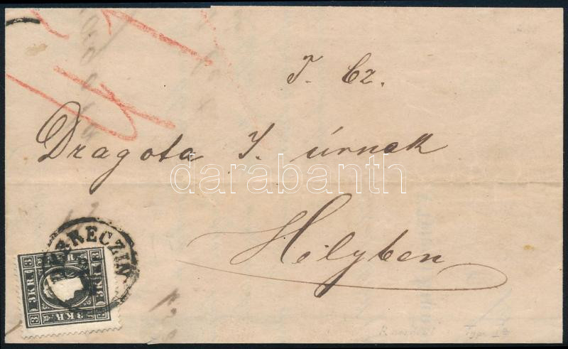 ~1859 3kr black, type Ia. on local cover (a bit incomplete) 