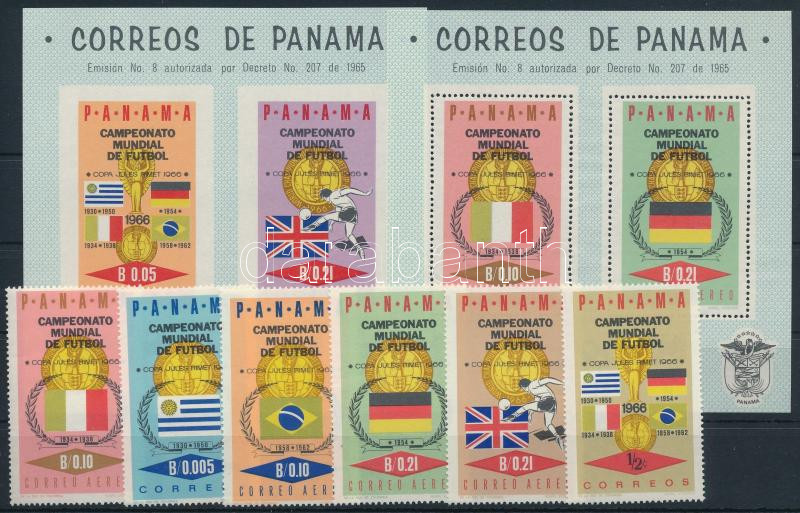 World Cup England overprint set + perforate and imperforate block, Labdarúgó VB, Anglia felülnyomott sor + fogazott és vágott blokk