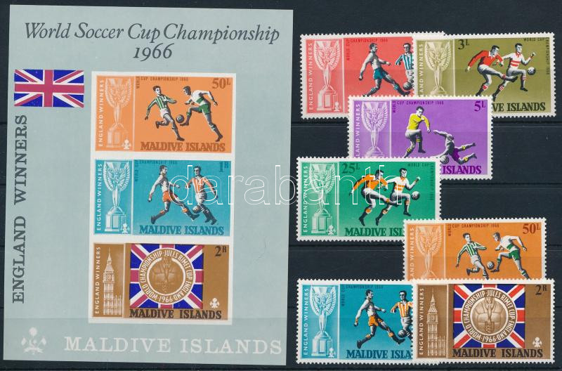 World Cup England set + imperforated block, Labdarúgó VB, Anglia sor + vágott blokk