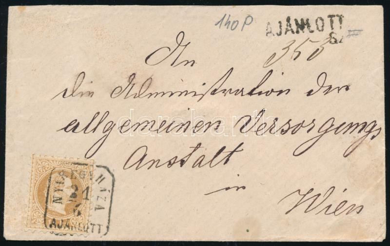 1870 15kr dry print on registered cover 