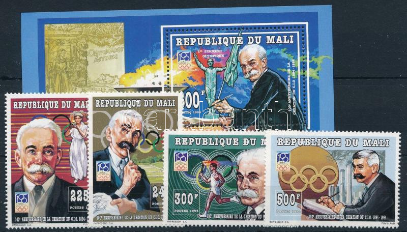 100 years of the International Olympic Committee set + block, 100 éves az olimpiai bizottság sor + blokk