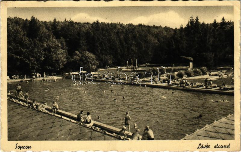 1938 Sopron, Lövér strand, fürdőzők