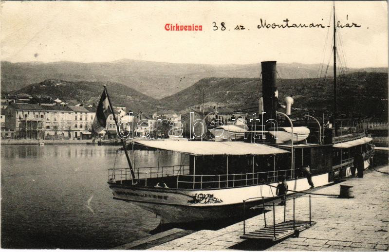 1909 Crikvenica, Cirkvenica; kikötő, gőzhajó / port, steamship