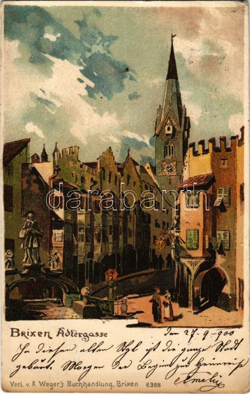 1900 Bressanone, Brixen (Südtirol); Adlergasse / street view. litho