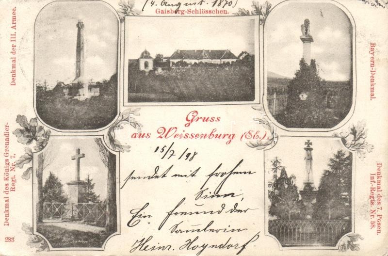 1898 Wissembourg, Weissenburg;  Gaisberg castle, German military monuments (EK)