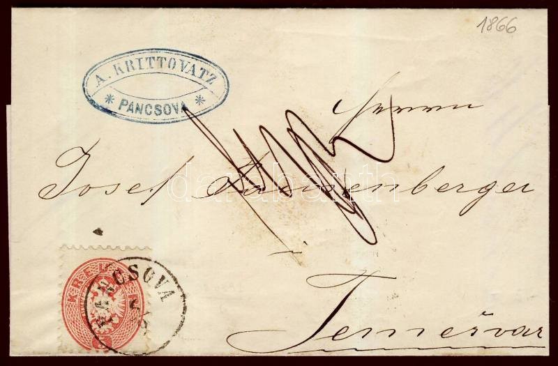 1866 5kr távolsági levélen 