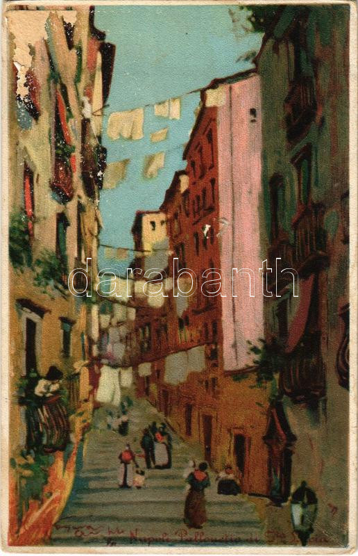 Napoli, Naples; Pallonetto di Santa Lucia. litho