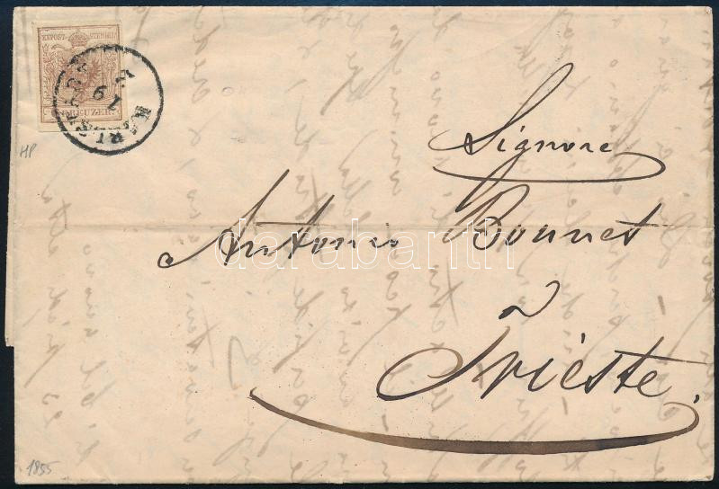 1855 6kr HP III levélen / on cover 