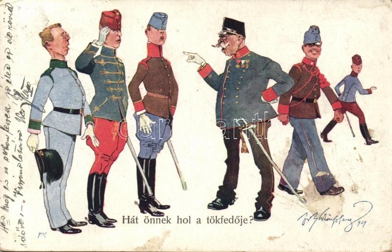 K.u.K. military humorous card, B.K.W.I. 336-1. s: Schönpflug, K.u.K. katonai humoros lap, B.K.W.I. 336-1. s: Schönpflug