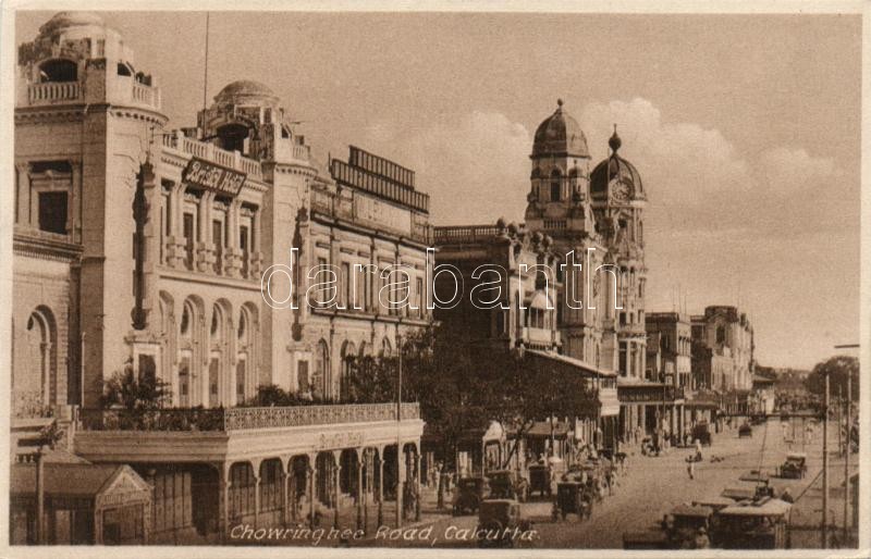 Calcutta, Kolkata; Chowringhee Road, Bristol Hotel, automobiles