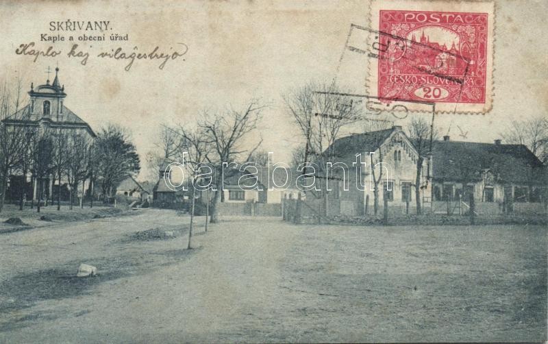 Skrivany, Kaple a obecni úrad / chapel and the municipal authorities, TCV card