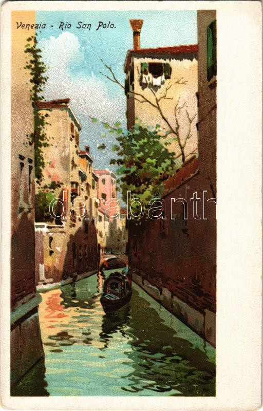 Venezia, Venice; Rio San Polo / canal. litho