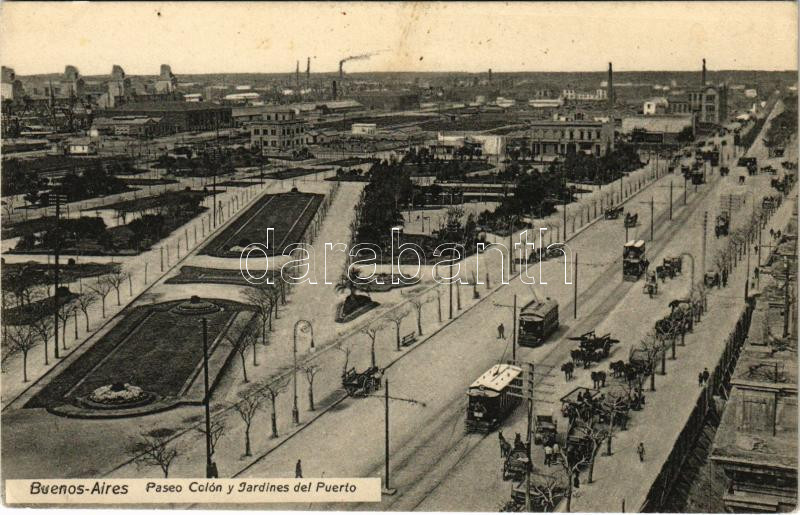 Buenos Aires, Paseo Colón y Jardines del Puerto / park, trams