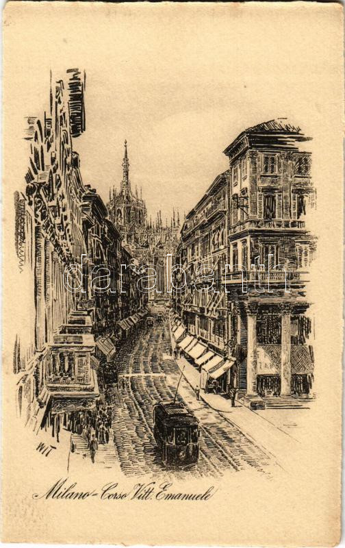 Milano, Milan; Corso Vitt. Emanuele / street view, tram